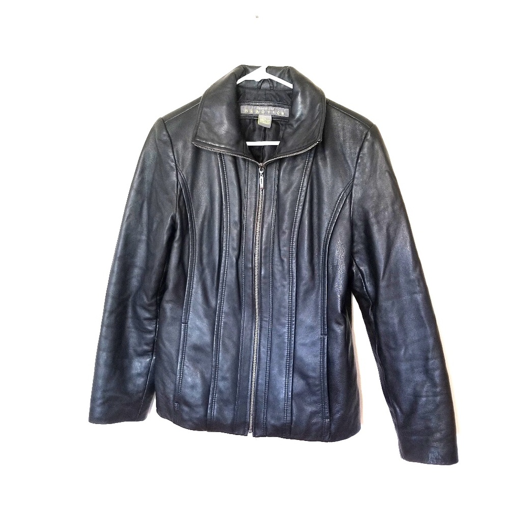 Kenneth Cole Black Leather Jacker Sz M